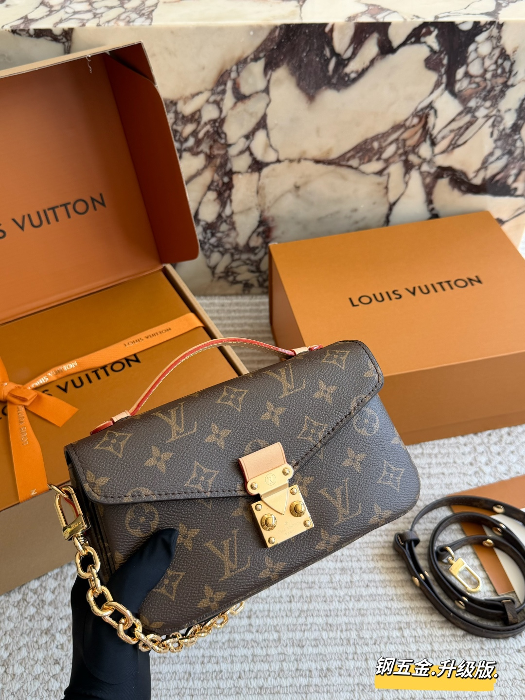 LV Monogram Handbag Monogram Canvas Adjustable Strap Zipper Closure